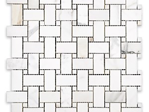 Calacatta Gold Marble Basketweave with Calacatta Gold Dot